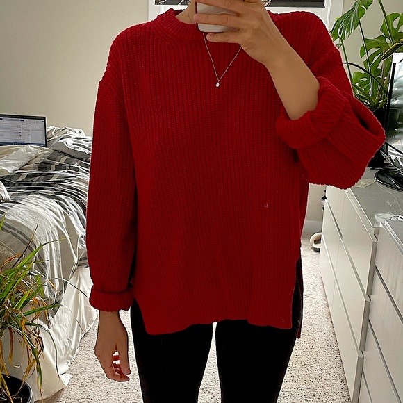 Knit sweater - warm red. - Picture 1 of 4